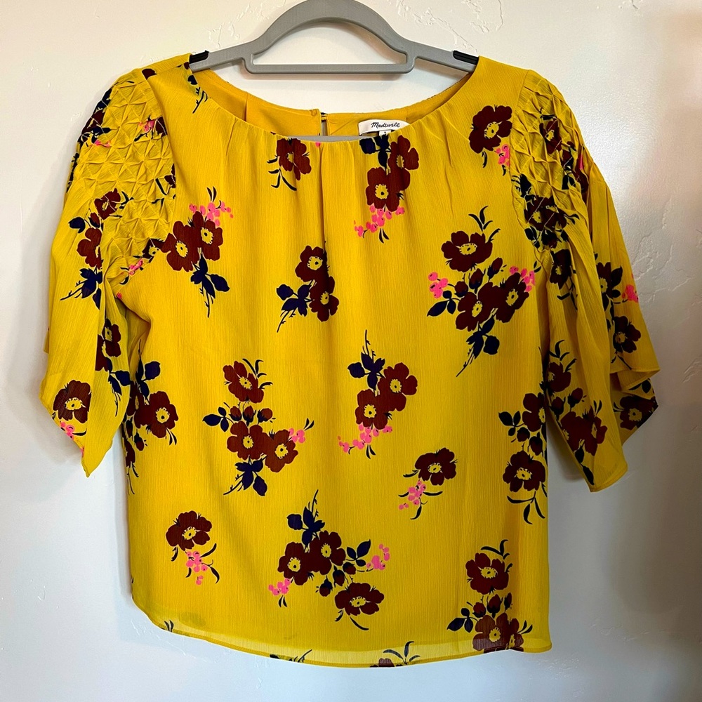 Madewell bright blouse with flounce sleeve SM